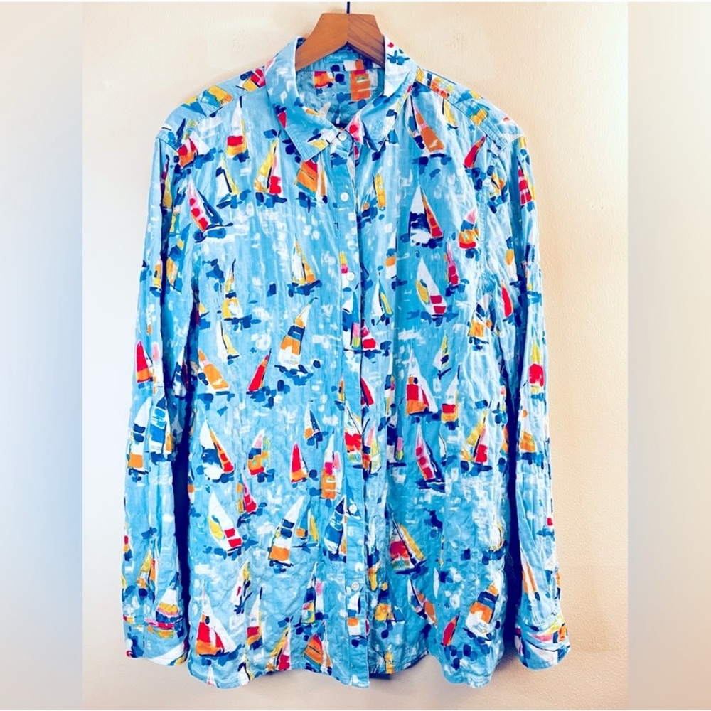 Like New J. McLaughlin Sailboat Print Shirt